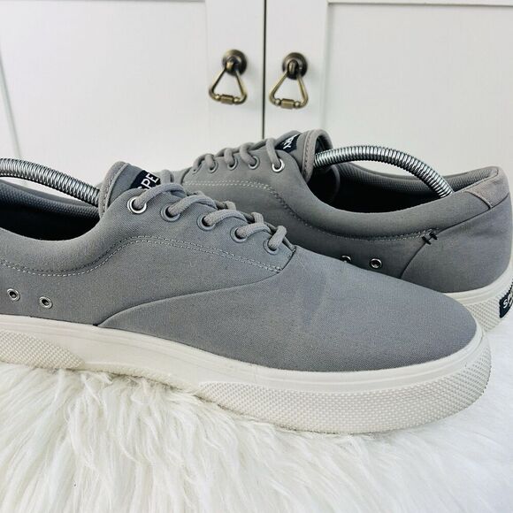 Sperry Halyard CVO Plushstep Gray Canvas Sneakers Preppy Shoes - Mens Size 12 - Picture 4 of 8